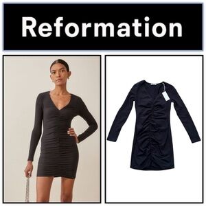 Reformation- Cally Ruched Longsleeve Dress
